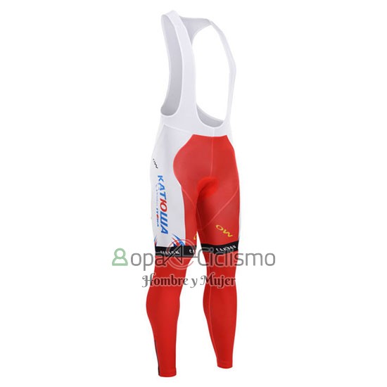 Katusha Ropa Ciclismo Culotte Largo 2015 Mangas Largas Blanco y Rojo